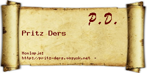 Pritz Ders névjegykártya